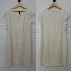 Women’s Lauren Ralph Lauren Cream 100% Linen Button Down Dress Size 16